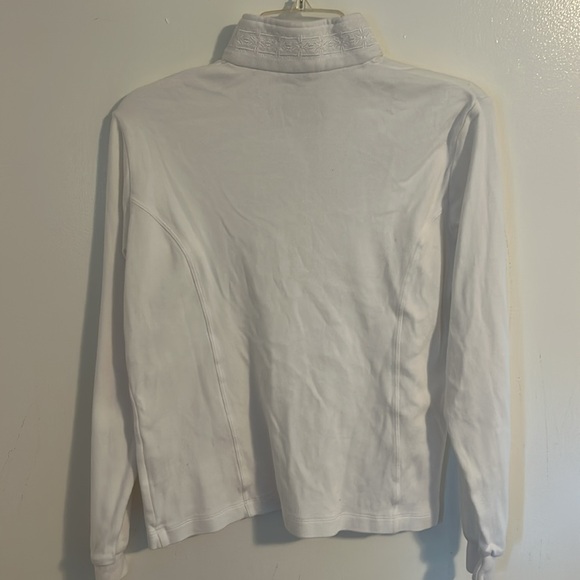 Odlo 1/4 Zip White Long Sleeve Base layer Shirt with Floral Collar Pattern Sz M - Picture 7 of 12